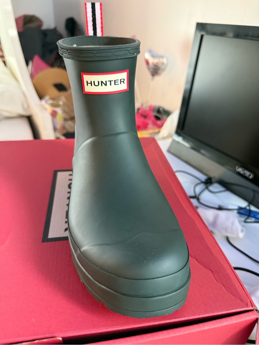 Hunter women Black Matte Rain Chelsea Boot